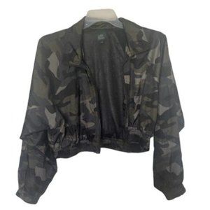 Wild Fable Camo Windbreaker Jacket Women's XL Brown Green Full Zip Collared